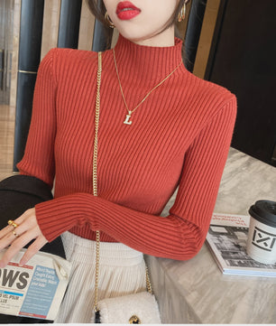 Chique Gebreide Turtleneck Trui voor Dames - Slim Fit, Lange Mouwen, Warm & Basic voor Herfst/Winter