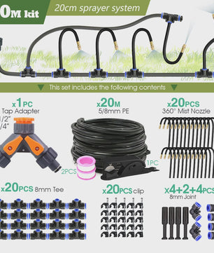 Verstelbare Nevelsproeier Kit met 8mm PE Slang en Zelfaanzuigende Pomp voor Tuin