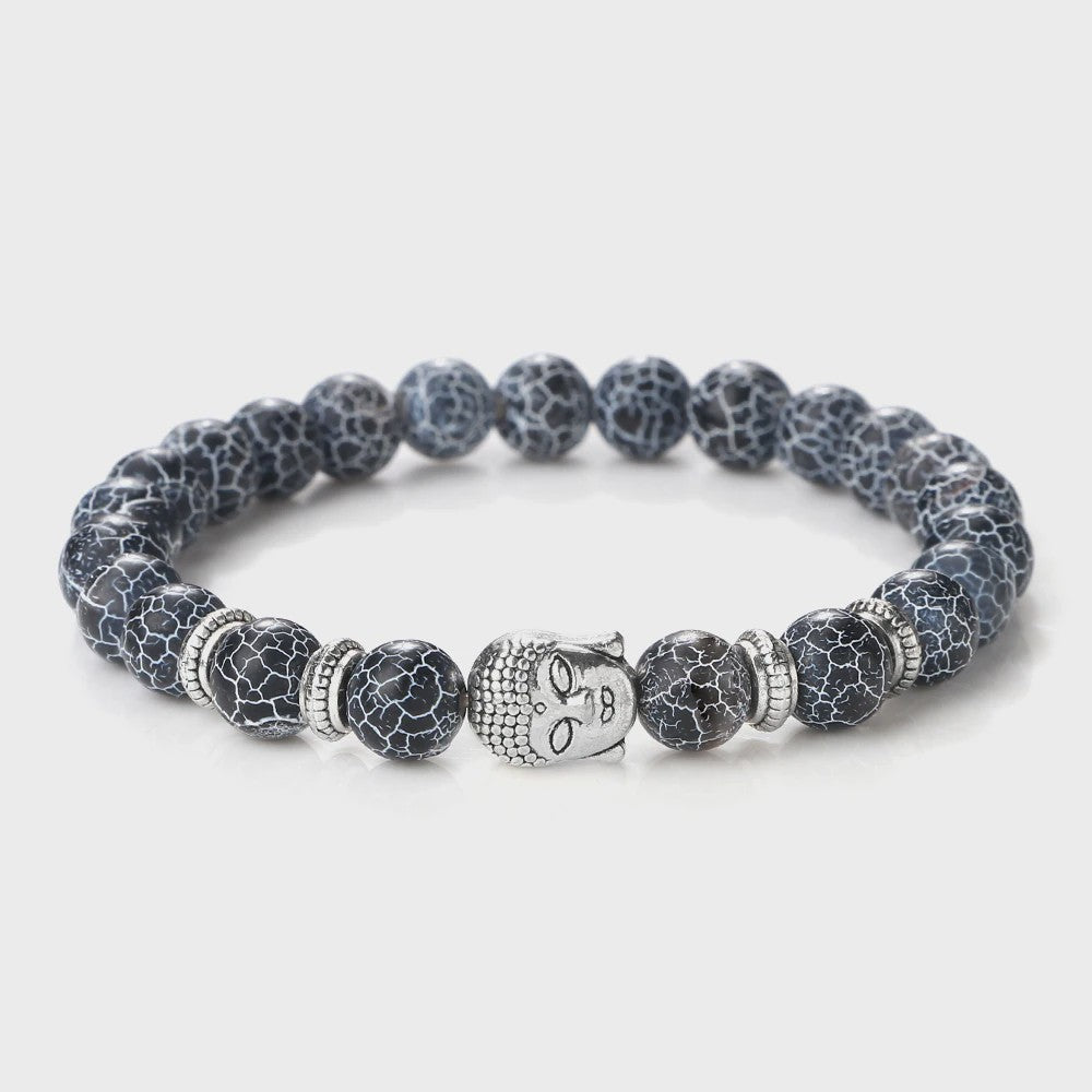 Buddha Hoofd Kralen Armbanden - Natuursteen (Tijgeroog, Vulkanisch, Malachiet, Rozenkwarts)