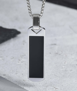 Stijlvolle RVS Hanger met Zwart Emaille - Geometric Dog Tag Ketting voor Mannen