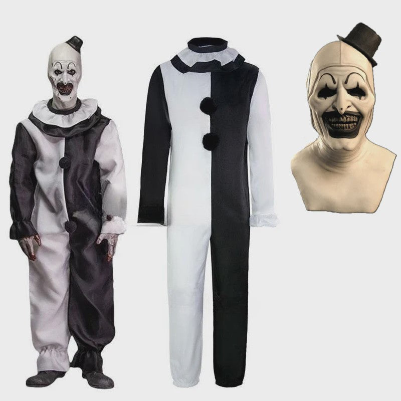 Art The Clown Kostuum & Masker - Terrifier 2 Cosplay Jumpsuit voor Heren en Dames