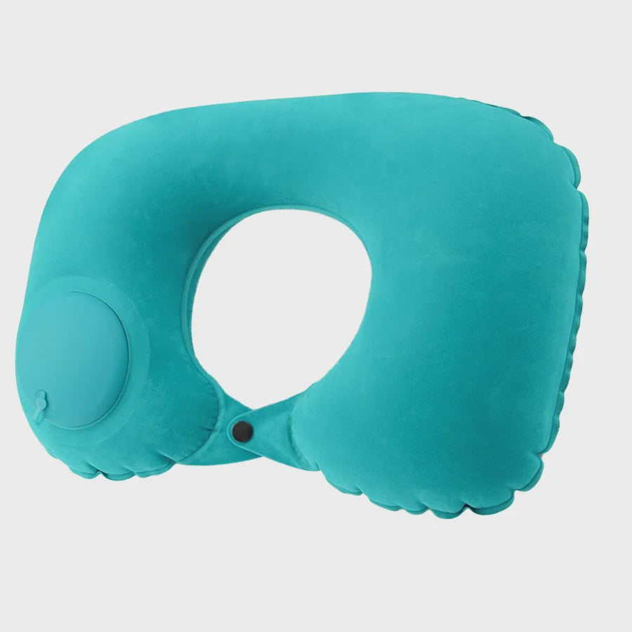 Opblaasbaar Nekkussen met Flocklaag - Compact en Zelfvullend voor Reizen
