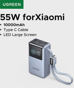 UGREEN 55W Powerbank 10000mAh met Type-C Kabel - Draagbaar Snel Laden