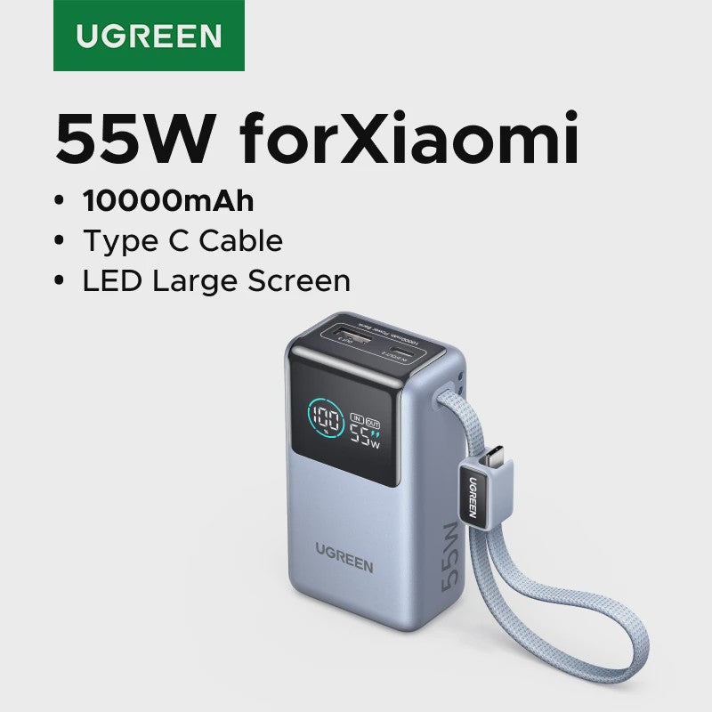 UGREEN 55W Powerbank 10000mAh met Type-C Kabel - Draagbaar Snel Laden