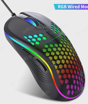RGB Gaming Muis met Honingraat Design, 7200 DPI, Ergonomisch & Bedraad
