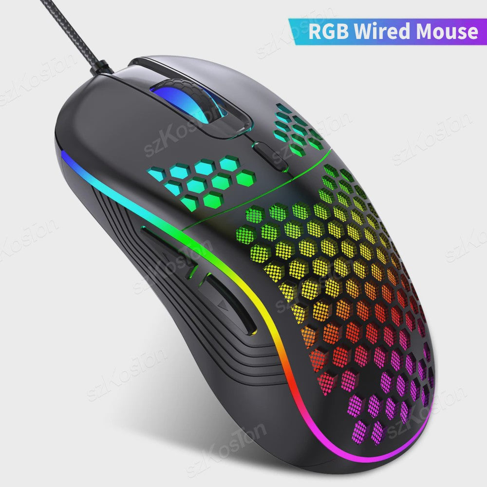 RGB Gaming Muis met Honingraat Design, 7200 DPI, Ergonomisch & Bedraad