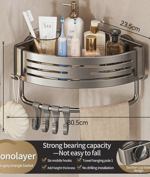 Aluminium Hoekplank Badkamer met Sterke Zuignap - Perforatievrije Wandmontage