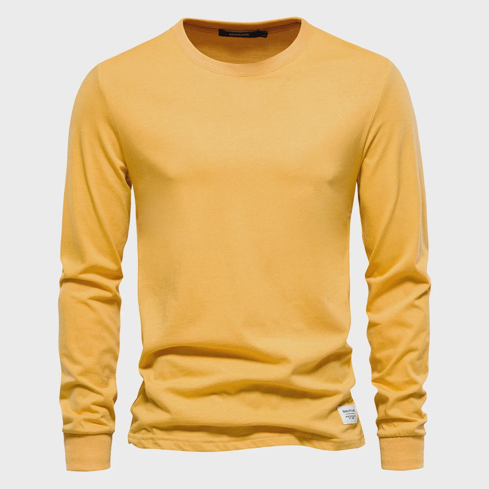 AIOPESON Heren Basic Longsleeve T-shirt - Katoen, Ronde Hals, Effen Kleur