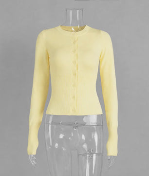 Dames Gebreide Cardigan met Lange Mouwen - Slim Fit & Elegant