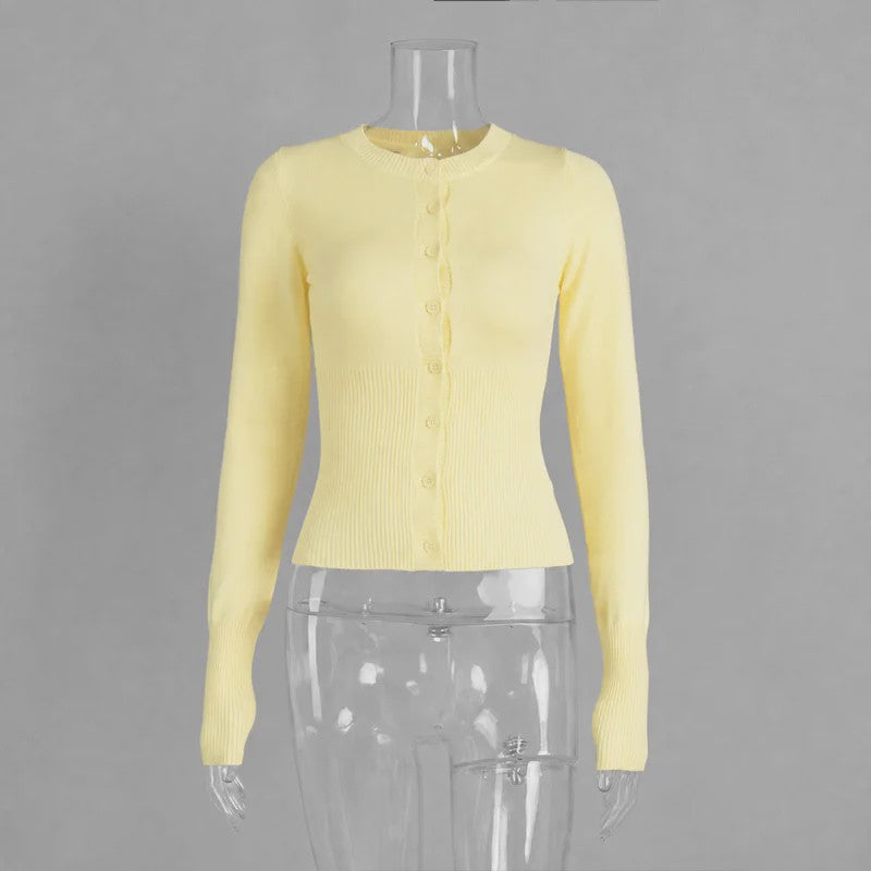 Dames Gebreide Cardigan met Lange Mouwen - Slim Fit & Elegant