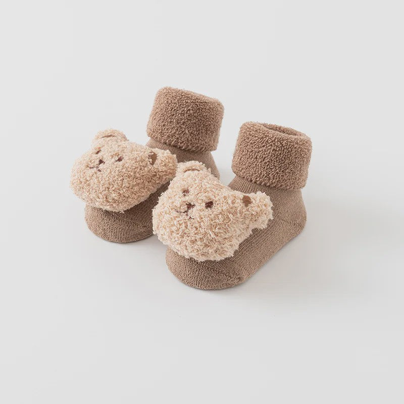Schattige Babysokjes met Beer - Zacht Katoen, Anti-slip, Lente/Herfst