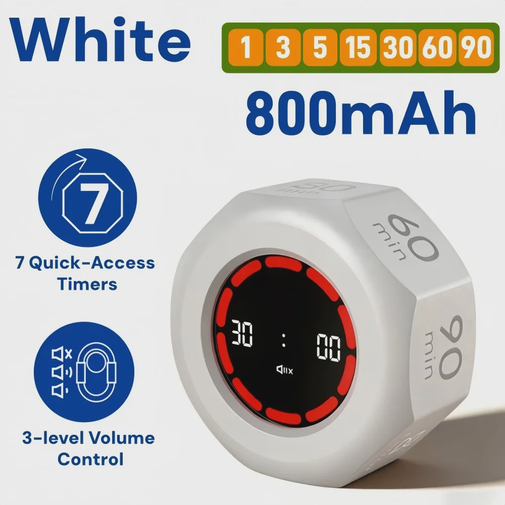 Visuele Flip Timer Kubus met LED Scherm & Gravity Sensor - Tijdmanagement Tool