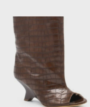 Dames Laarzen met Peep-toe, Hoge Schuine Hak en Kniehoge Schacht - Zomer/Lente Collectie