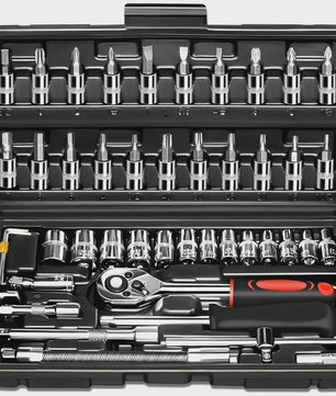 216-delige Professionele Doppenset: SAE & Metrisch, 1/4", 3/8", 1/2" Aandrijving met 72-Tands Ratel voor Auto & Huis