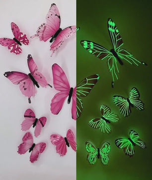 12x 3D Lichtgevende Vlinder Muurstickers - Decoratie voor Huis & Feest