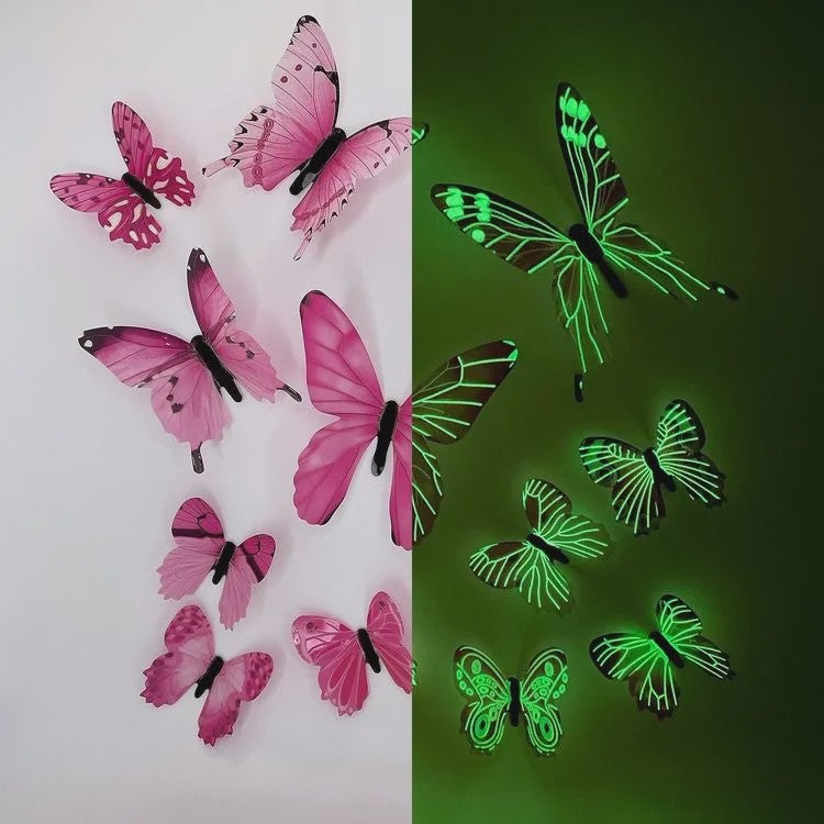 12x 3D Lichtgevende Vlinder Muurstickers - Decoratie voor Huis & Feest