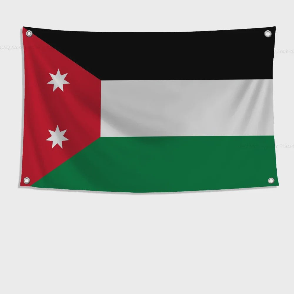 Jordanese Vlag Banner - Polyester - 4 Oogjes - Buiten & Binnen Decoratie