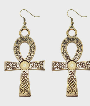 Vintage Egyptische Ankh Kruis Ketting - Grote Hanger met Lange Ketting