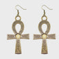Vintage Egyptische Ankh Kruis Ketting - Grote Hanger met Lange Ketting
