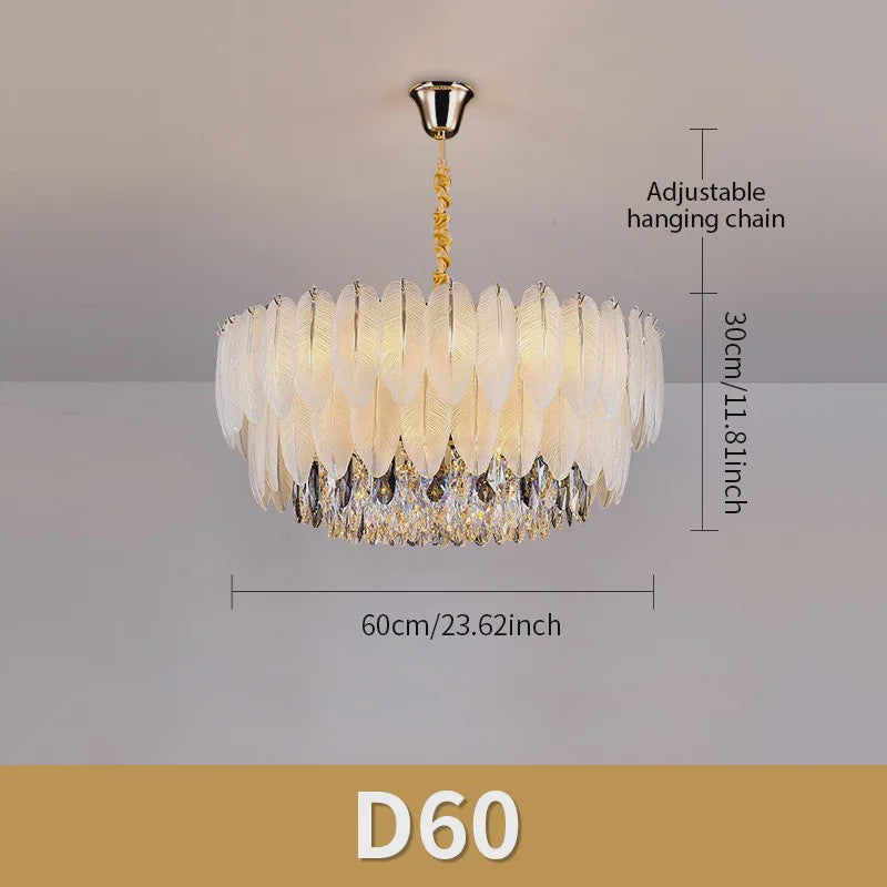 Luxe Plume Kristal Hanglamp - Dimbare LED Verlichting voor Woonkamer, Slaapkamer & Eetkamer