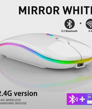 Draadloze Oplaadbare Muis met LED Verlichting - Stille Klik & Dual Mode (Bluetooth/2.4Ghz) voor PC/Laptop