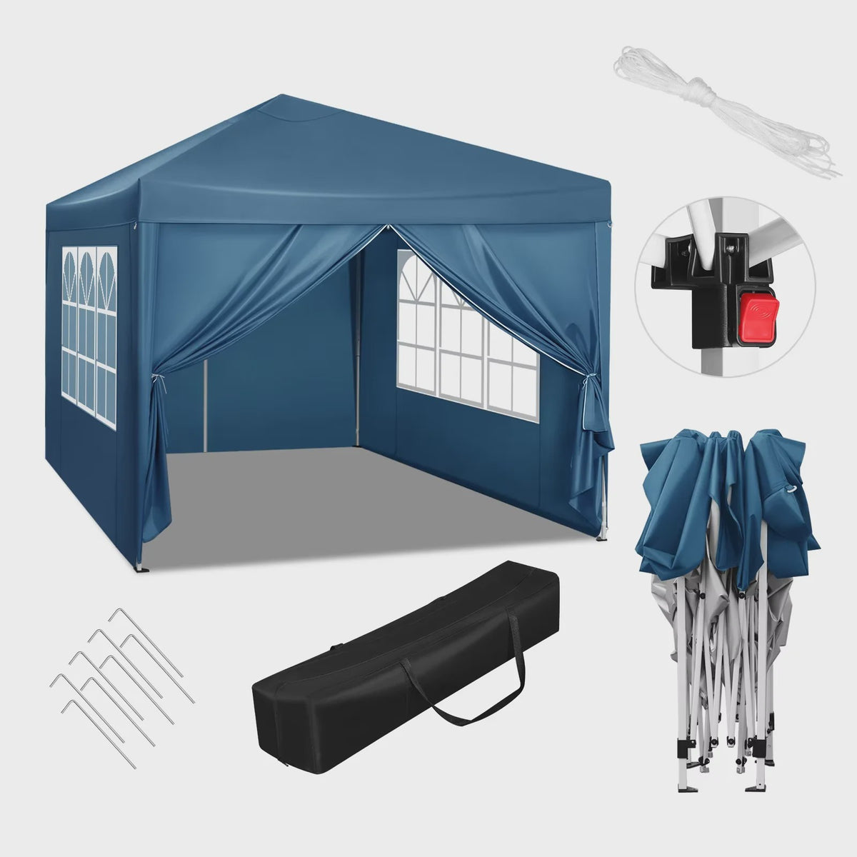 WOLTU 3x3m Partytent - Waterdichte Tuin- en Camping Paviljoen met UV-bescherming en Draagtas