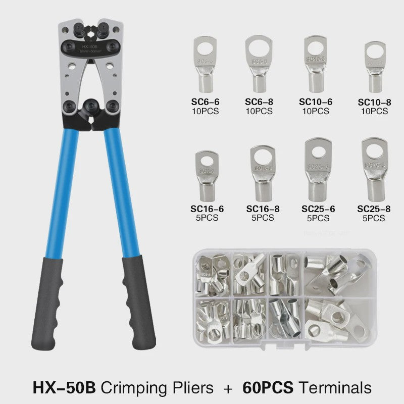 Professionele Krimptang HX-50B voor Kabelogen | 6-50mm² | AWG 10-0