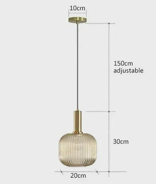 Moderne Ribbel Glazen Hanglamp - Scandinavisch Design in Groen, Grijs & Amber - E27 Fitting