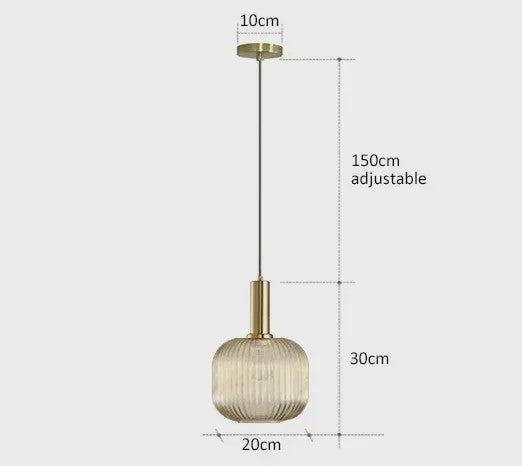 Moderne Ribbel Glazen Hanglamp - Scandinavisch Design in Groen, Grijs & Amber - E27 Fitting