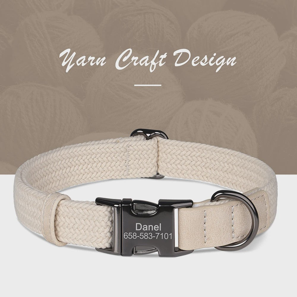 Gepersonaliseerde Hondenhalsband met Naam Gravering - Duurzaam Nylon, Verstelbaar voor Kleine tot Grote Honden