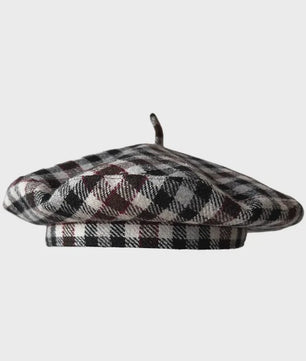 Stijlvolle Ruitjes Baret voor Dames - Retro Vliegende Schotel Hoed