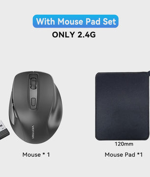 Vention Ergonomische Draadloze Muis: Bluetooth 5.1 & 2.4G Dual-Mode, 4000 DPI, Stille Knoppen