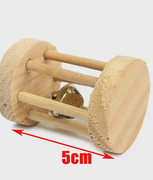 Natuurlijk Houten Speelgoed Set voor Knaagdieren, Konijnen & Hamsters - Kauwspeelgoed met Bel & Bal