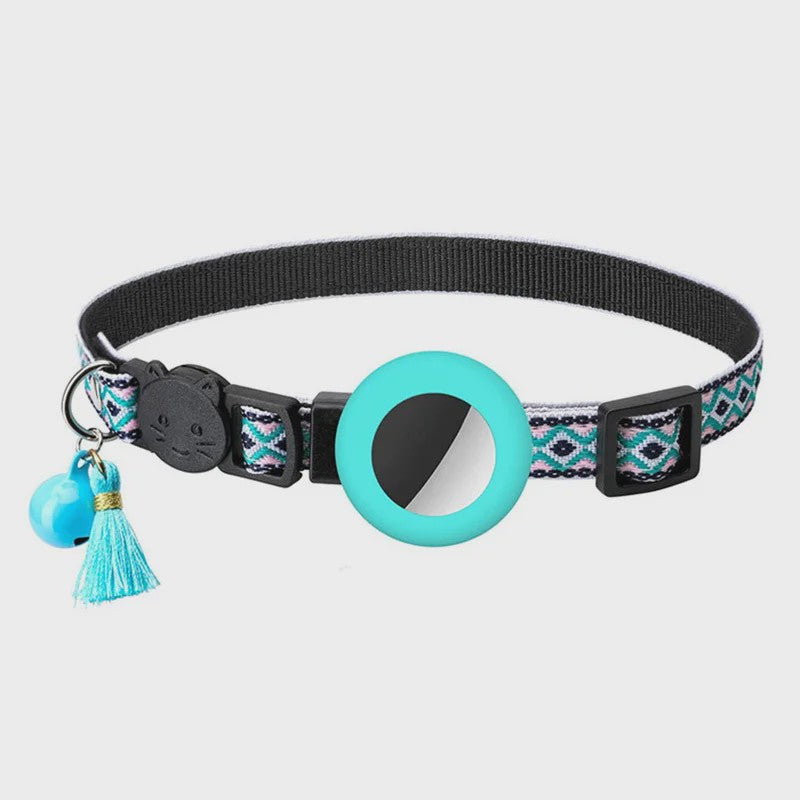 Verstelbare Halsband voor Katten en Puppy's met Airtag Houder en Belletje