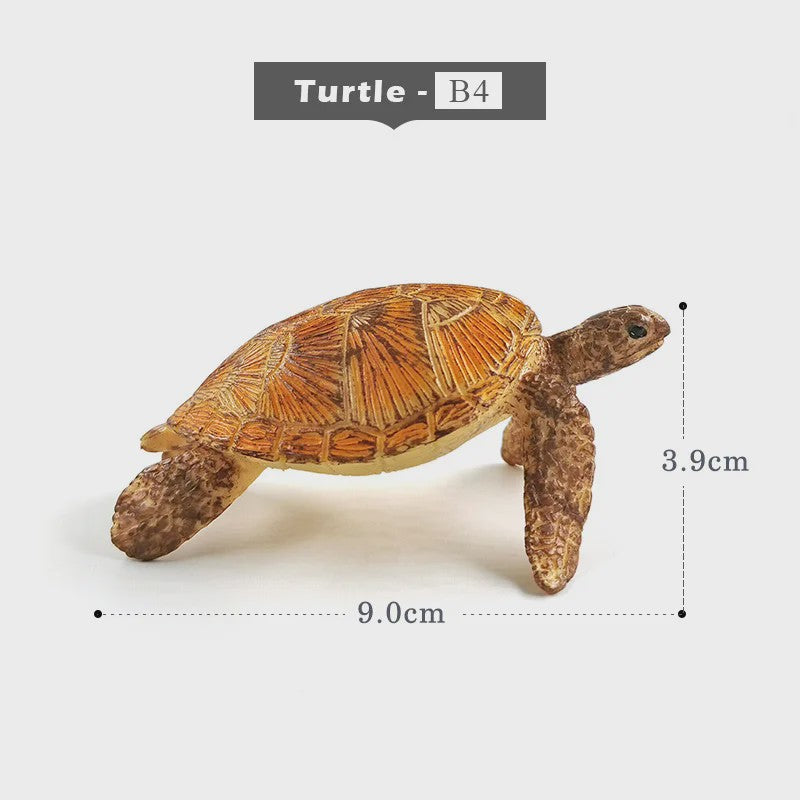 Miniatuur Zeedieren Figuren Set: Orka, Haai, Walrus, Zeeleeuw, Schildpad & Dolfijn