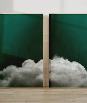 Abstracte Blauwe Wolken Poster - Minimalistische Canvas Muurkunst voor Moderne Woonkamer