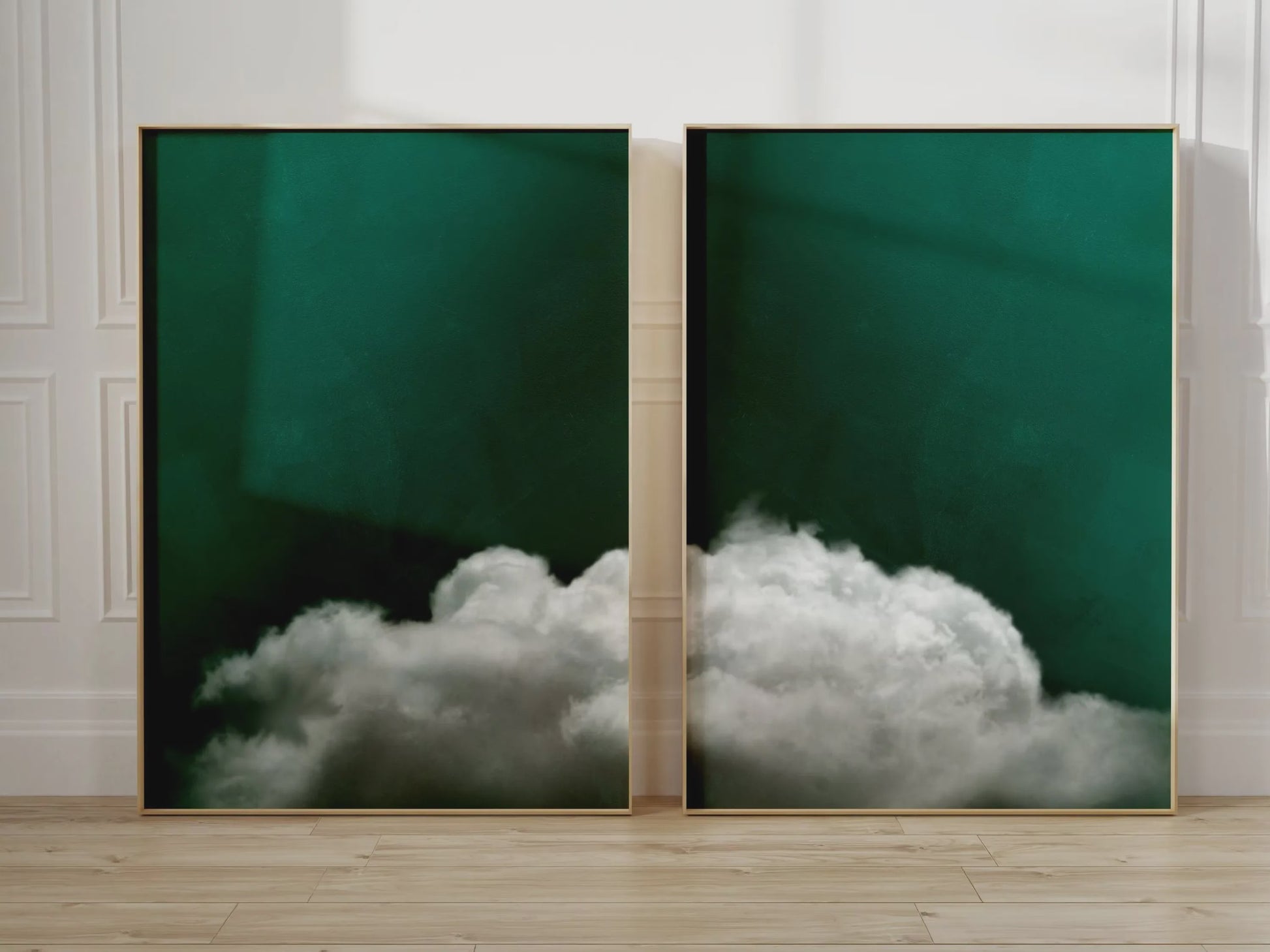 Abstracte Blauwe Wolken Poster - Minimalistische Canvas Muurkunst voor Moderne Woonkamer