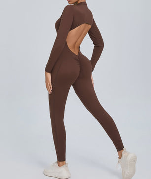 Dames Sport Jumpsuit met Lange Mouwen - Fitness & Gym Kleding - Zomer Sexy Stijl - Blauw