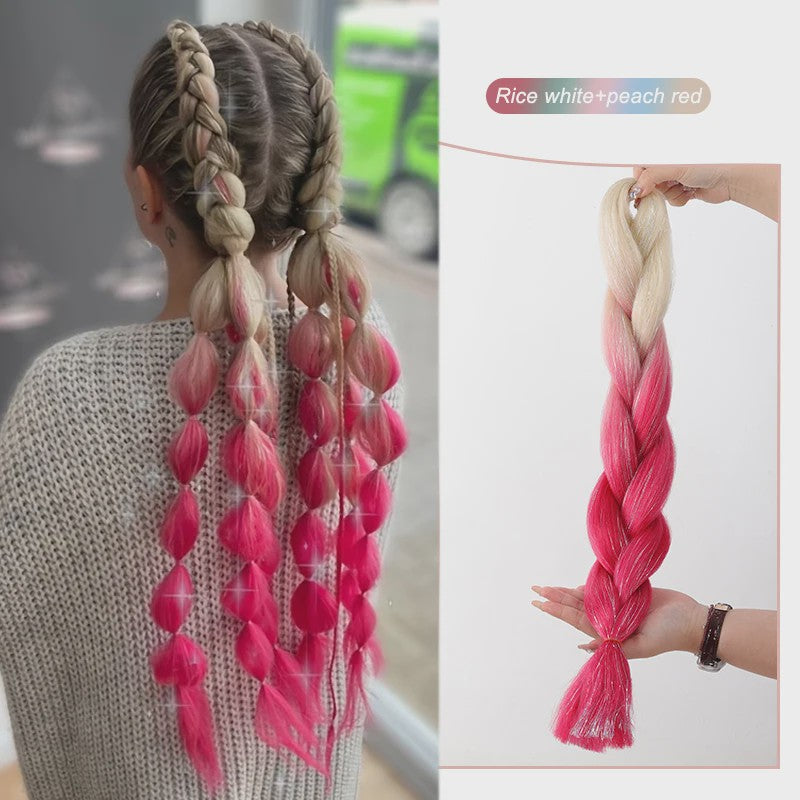 Glanzende Regenboog Jumbo Vlechten met Tinsel - Synthetisch Haar voor Festivals & Feesten