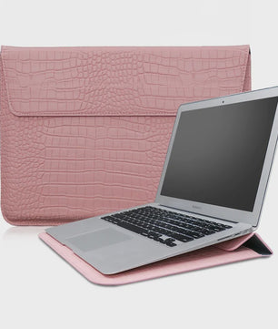 Luxe Croco Leren Laptop Sleeve & Stand voor MacBook Air/Pro 13-16 Inch