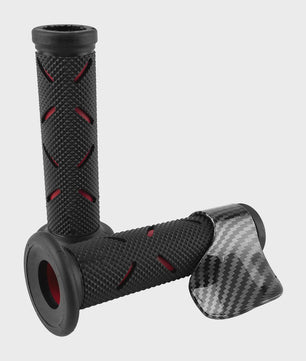 Set Motor Stuurhandvatten 22mm - Antislip Rubber & Aluminium Eindkappen