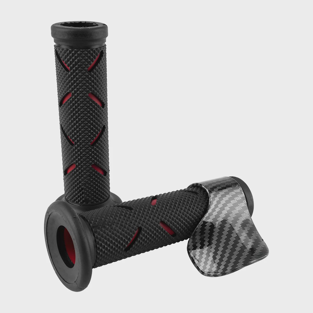 Set Motor Stuurhandvatten 22mm - Antislip Rubber & Aluminium Eindkappen