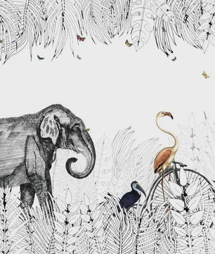 Milofi 3D Muurschildering Behang: Scandinavisch Bos met Jungle Dieren voor Kinderkamer