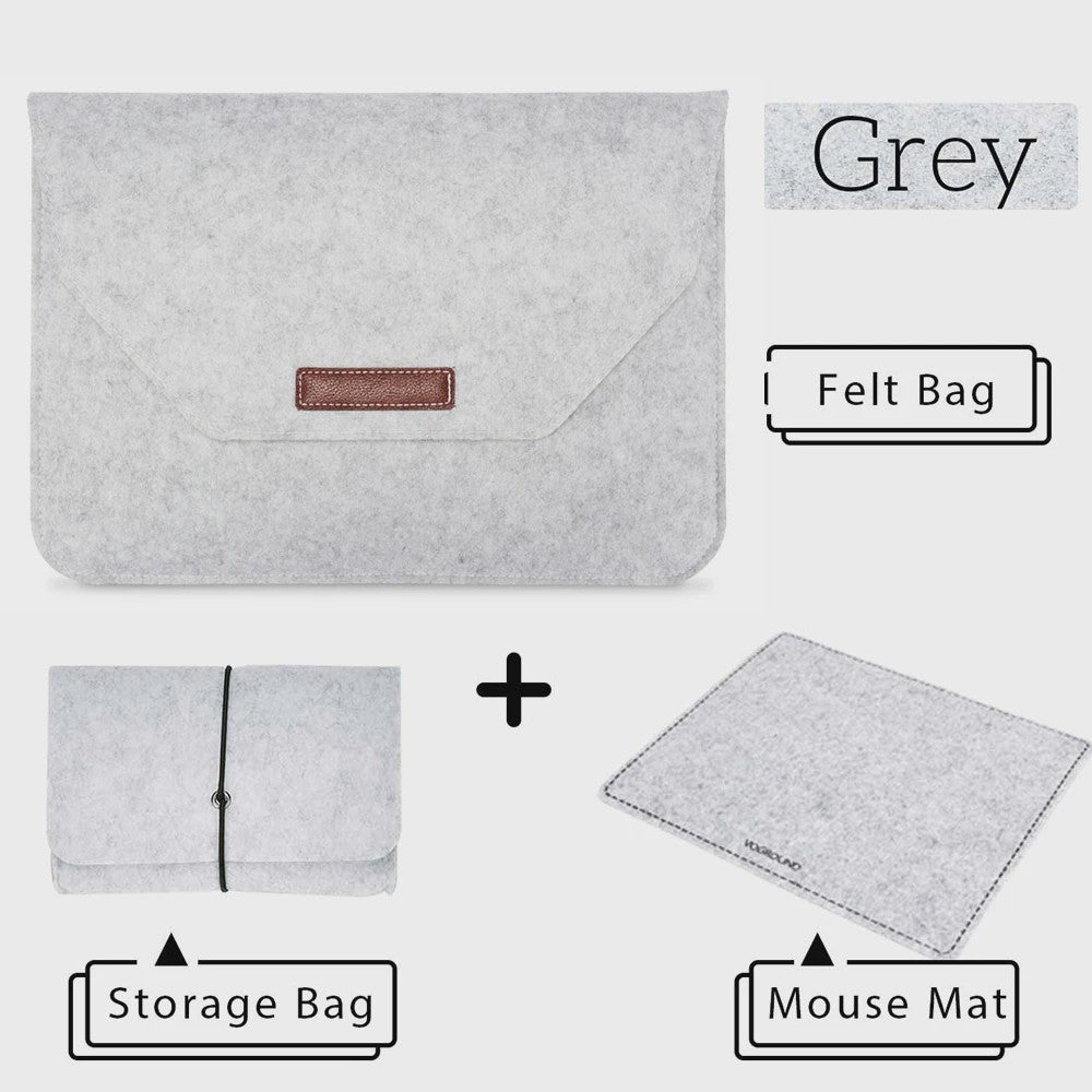Luxe Vilt Laptop Sleeve - Beschermhoes voor MacBook & Notebooks (11-15.6 inch) - Inclusief Muismat