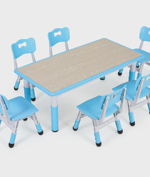Verstelbare Kinder Tafel met 6 Stoelen - Knutseltafel & Speeltafel voor Kinderen (2-10 jaar)