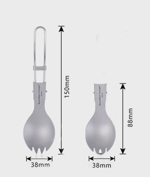 Titanium Camping Bestek Set - Opvouwbaar Lepel, Vork, Spork & Eetstokjes voor Outdoor Picknick