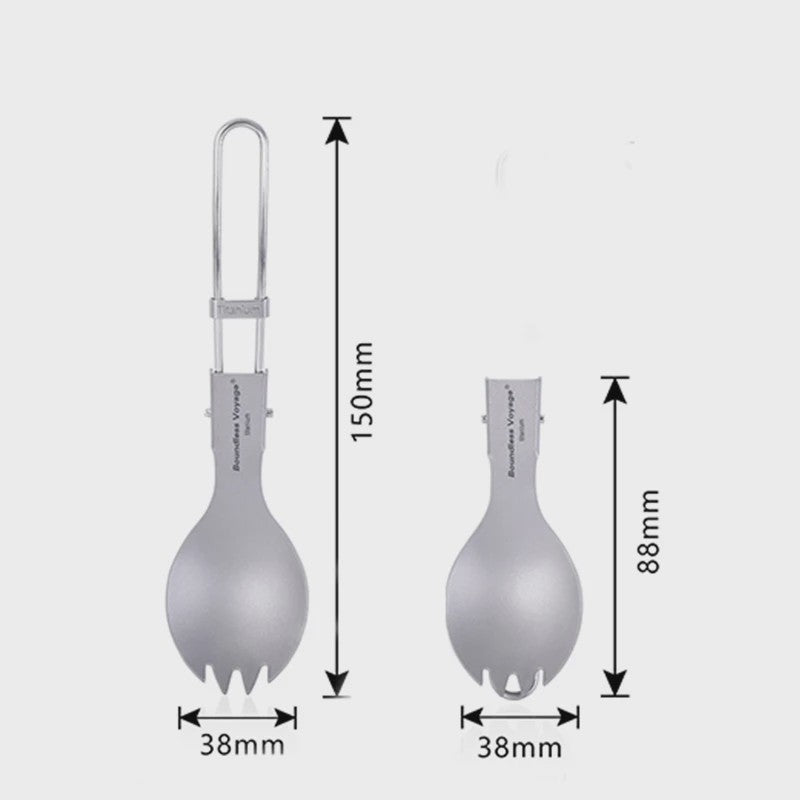 Titanium Camping Bestek Set - Opvouwbaar Lepel, Vork, Spork & Eetstokjes voor Outdoor Picknick
