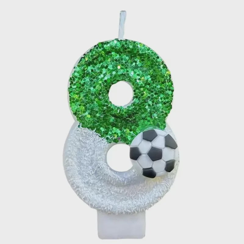 Voetbal Cijfer Kaarsen - Glitter & Graduele Kleurverandering - Verjaardag Decoratie