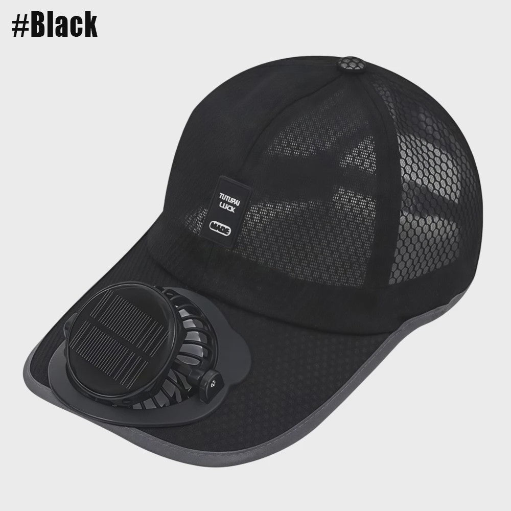 Ventilator Pet met Zonne-energie en USB Opladen - Koel en UV-beschermend voor Zomerse Outdoor Activiteiten
