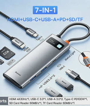 Baseus 6-in-1 USB-C Hub: 4K HDMI, 10Gbps USB 3.2, PD 100W, RJ45 Adapter